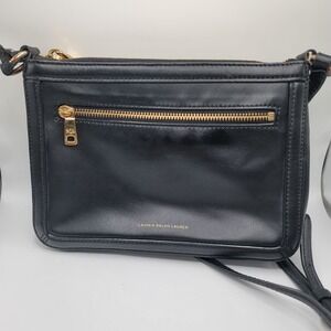 Lauren Ralph Lauren Black Leather Crossbody Purse